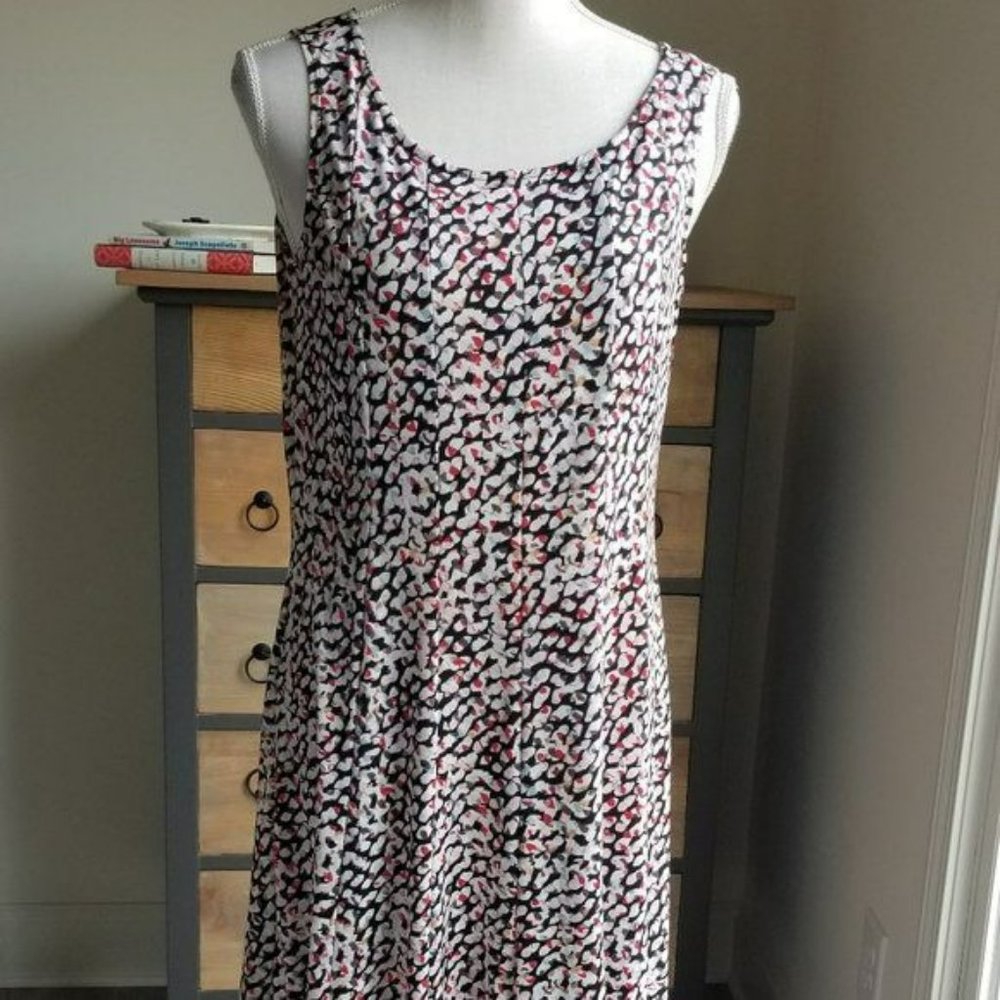 Chelsea Suite Sleeveless Dress Modern Print Ruffle Hem Size 12